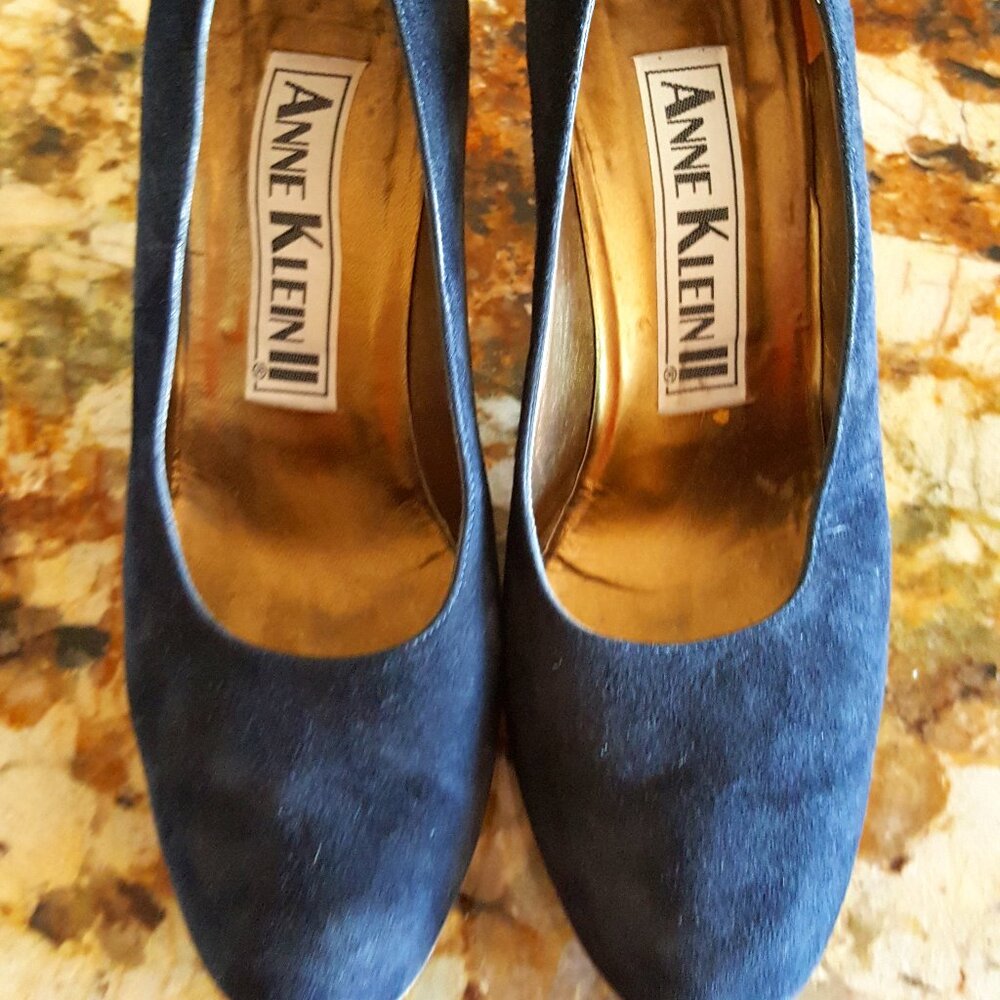 Anne Klien II Black Suede Pumps - Genuine Leather Made in Italy  Size 8 M